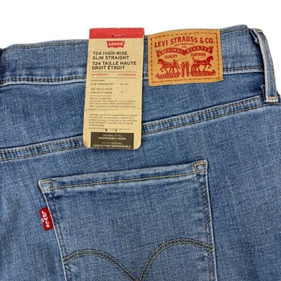 Levi's 724 High Rise Slim Straight Jean Hypersoft Denim Women's Plus Size 20W - Picture 7 of 8
